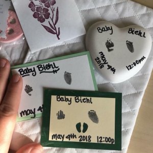 Foot and handprint keepsakes of baby born in second trimester